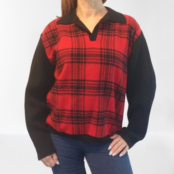 Pendleton Vintage Red Buffalo Plaid Wool Sweater - Picture 15 of 16